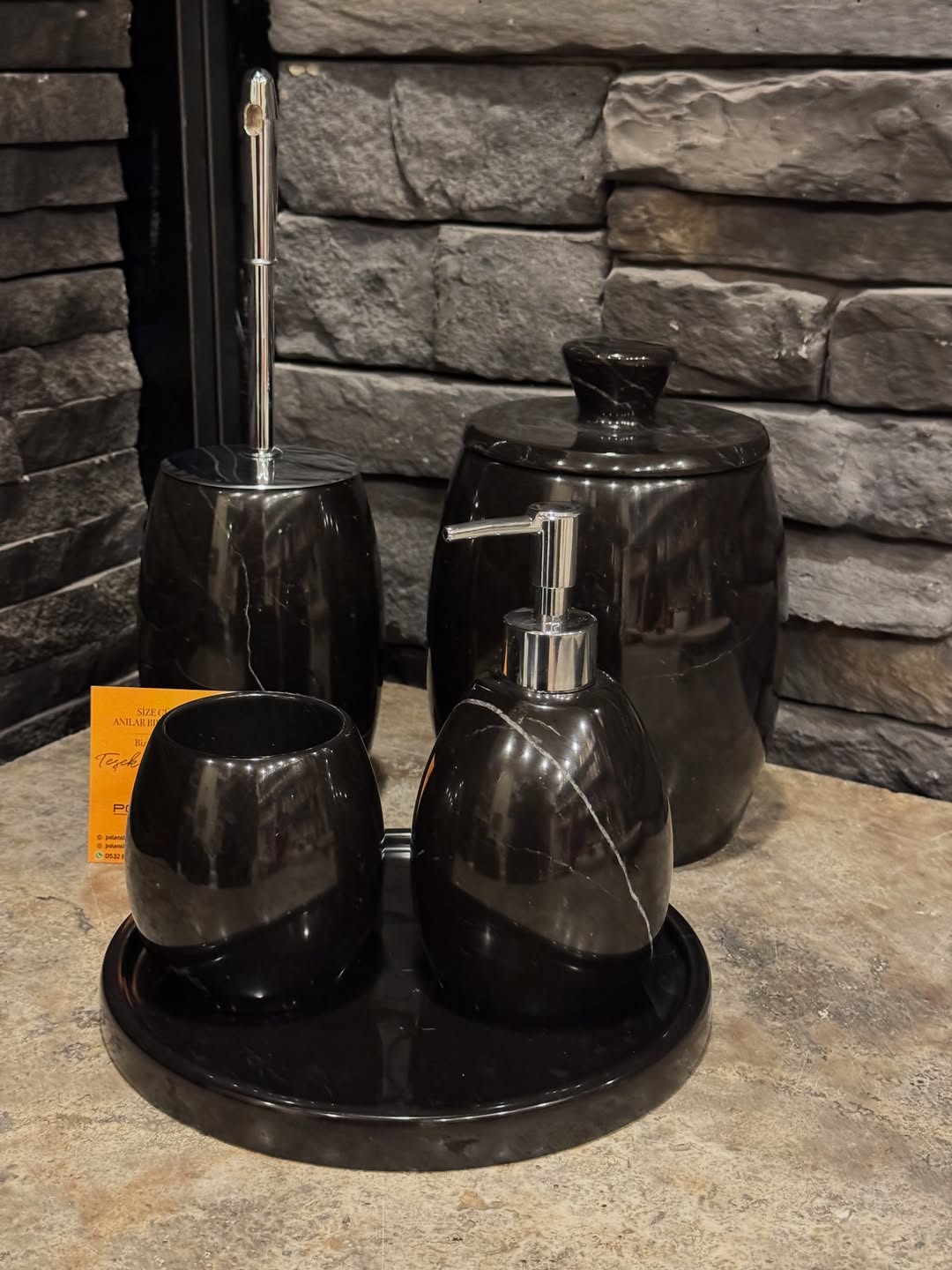Polen Stone Unveils Luxurious Black Marble Bathroom Set